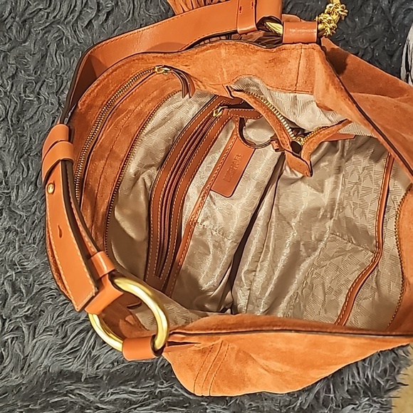 Michael Kors large satchel bag,burnt orange or peach color suede material. - Picture 4 of 6